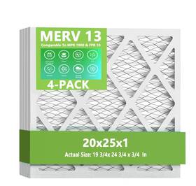1900 Chenzhit 619988837654 4 Pack 20x25x1 Furnace Air Filters Mpr And Fpr 10 Merv 13 Pleated