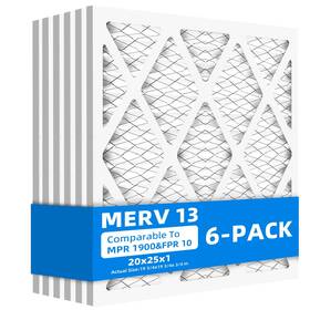 1900 Chenzhit 619988837661 6 Pack 20x25x1 Furnace Air Filters Mpr And Fpr 10 Merv 13 Pleated