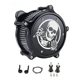 Chuanhao A01180000129 High Flow Air Filter Intake Kit With Skull Design For Harley Dyna Softail Black