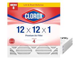 Clorox Air Filters 192212093458 12x12x1 Filter Merv 8 4pk