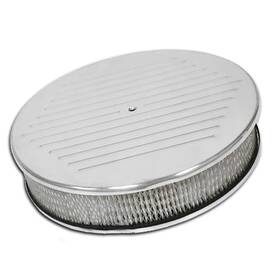 Cobra-tek 695528140682 14 Inch Round Air Cleaner Set Ball Milled Polished Aluminum For Single Quad Carb