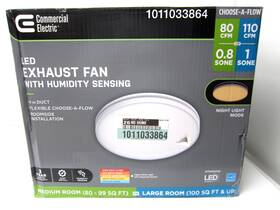 1011033864 Commercial Electric Led Exhaust Fan With Humidity Sensing 80/110 Cfm Bf1109-new