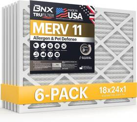 Bn-m11s-18x24x1-6pp Converting Llc Trufilter 18x24x1 Air Filter Merv 11 6-pack - Made In Usa Allergen Defense E