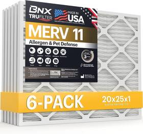 Bn-m11s-20x25x1-6pp Converting Llc Trufilter 20x25x1 Air Filter Merv 11 6-pack - Made In Usa Allergen Defense