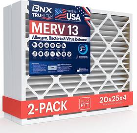 Bn-m13d-20x25x4-2pp Converting Llc Trufilter 20x25x4 19.5 X 24.5 3.63 Slim Fit Merv 13 Air Filter 2-pack