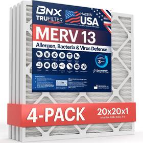 Bn-m13s-20x20x1-4pp Converting Llc Trufilter 20x20x1 Merv 13 4-pack Ac Furnace Air Filter - Made In Usa
