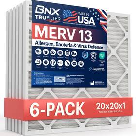 Bn-m13s-20x20x1-6pp Converting Llc Trufilter 20x20x1 Merv 13 Air Filters 6-pack - Made In Usa For Allergies