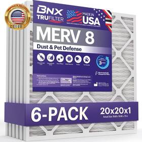 Bn-m8s-20x20x1-6pp Converting Llc Trufilter 20x20x1 Air Filter Merv 8 6-pack - Made In Usa Dust And Pet Defense