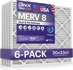 Bn-m8s-20x23x1-6pp Converting Llc Trufilter 20x23x1 Air Filter Merv 8 6-pack - Made In Usa Dust And Pet Defense