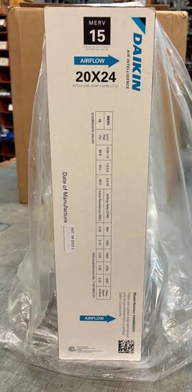 0160m00015 Daikin 20x24 Actual Size 20.46 Inch X23.65 X5.25 Merv 15 Air Filter