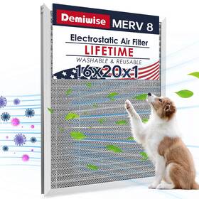 Demiwise 739722933517 Merv 8 16x20x1 Air Filter Washable Aluminum Lifetime Furnace Reusable