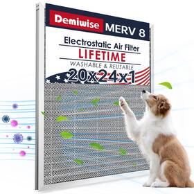 Demiwise 757158453157 20x24x1 Electrostatic Air Filter Washable And Reusable Aluminum Ac/hvac Furnac