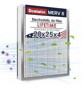 Demiwise 758211464721 20x25x4 Washable Reusable Electrostatic Air Filter Merv 8 Please Read