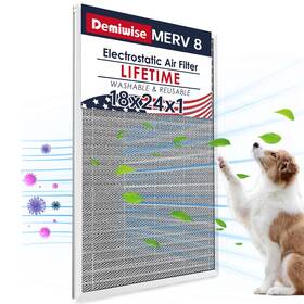 De-lkw18241-1 Demiwise 18x24x1 Air Filter Washable And Reusable Aluminum Ac/furnace Electrostatic Fil