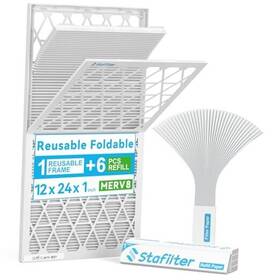 M8122401a6w Dongguan Kangzhuo Environmental Protection Technology Co. Reusable Air Filter Merv 8 1 Foldable Frame And 6 Refills 12x24x1