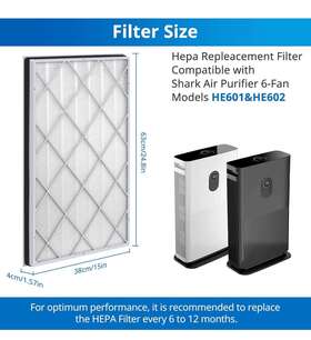 He6fkpet Ecleanfy 2 Pack He601 H13 True Hepa Replacement Filter Compatible Shark Air Purifier 6