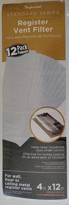 Filter 063467894490 Imperial Standard Series Register Vent 4 X 12 Inch Pack New