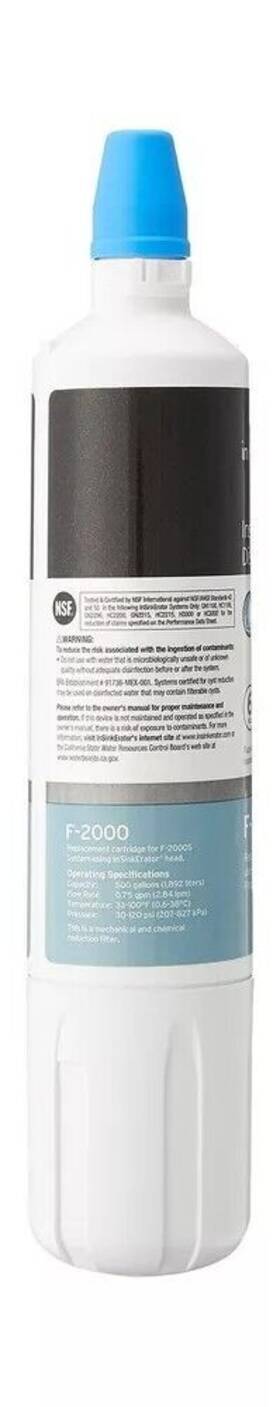 F-2000 Filter New Insinkerator 1 Count Pack Of White Cartridge