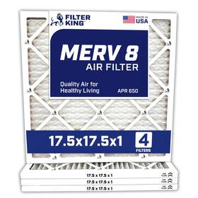 Fk17.5x17.5x1a-m8 Filter King 17.5x17.5x1 Air 4-pack Merv 8 Actual Size 17.5 Inch X17.5x.75 New