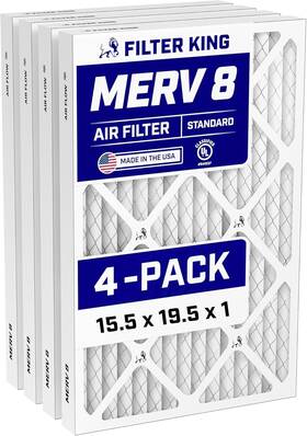 Filter King 726084976085 15.5x19.5x1 Air Merv 8 4-pack Dust And Allergy Control Ac F