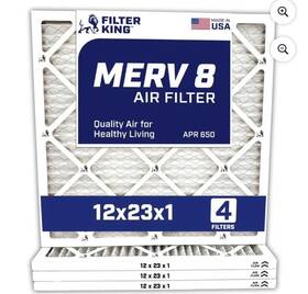 Fk12x23x1a-m8-4 Filter King 12x23x1 Air 4-pack Merv 8 Actual Size 12 X 23 .75 Inch