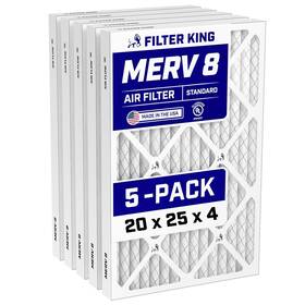 Fk20x25x4-m8-5 Filter King 20x25x4 Air 5 Pack Merv 8 Pleated Ac Furnace Hvac Allergy Control