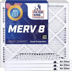 Fk20x30-m8-3 Filter King 20x30x1 Air 3-pack Merv 8 Hvac Pleated A/c Furnace Filters Made In