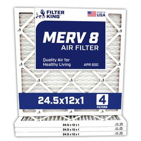 Fk24.5x12x1a-m8-4 Filter King 24.5x12x1 Air 4pack Merv 8 Hvac Pleated A C Furnace Filters Made In