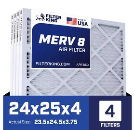 Fk24x25x4-m8-4 Filter King 24x25x4 Air 4-pack Merv 8 Actual Size 23.5 X 24.5 3.75 Inch