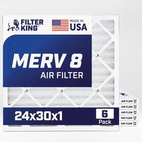 Fkfb24x30-6 Filter King 24x30x1 Air 6-pack Merv 8 Hvac Pleated A/c Furnace
