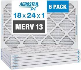 Raas0002 Filter Aerostar 18x24x1 Merv 13 Pleated Air Ac Furnace 6 Pack