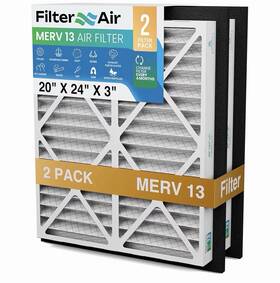 Filter X Air 198715741254 2 Pack 20x24x3 Merv 13 Pleated Filters Replacement Compatible Zephyr Vgf