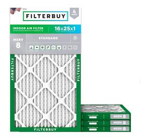 Afb16x25x1m8 Filterbuy 16x25x1 Pleated Air Filters Replacement For Hvac Ac Furnace Merv 8