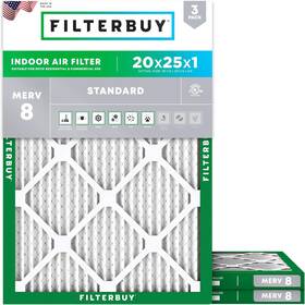 Afb20x25x1m8pk3 Filterbuy 20x25x1 Air Filter Merv 8 Dust Defense 3-pack Pleated Hvac Ac Furna
