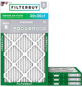 Afb20x30x1m8 Filterbuy 20x30x1 Pleated Air Filters Replacement For Hvac Ac Furnace Merv 8