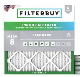 Afb24x24x1m8 Filterbuy 24x24x1 Pleated Air Filters 4 Pack Merv 8 Hvac Ac Furnace New