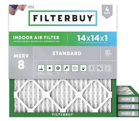 Afb24x24x1m8pk12 Filterbuy Filter Buy Pleated Hvac Ac Furnace Air Replacement 14x14x1