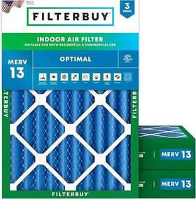 Afb24x25x4m13pk2 Filterbuy 24x25x4 Air Filter Merv 13 Optimal Defense 3-pack Pleated Hvac Ac F
