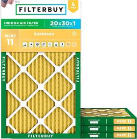 Hrf20x25x5m11 Filterbuy Carpk4 20x30x1 Air Filter Merv 11 Allergen Defense Hvac Ac Furnace 4 Pack