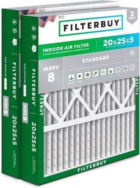 Hrf20x25x5m8 Filterbuy Carpk2 20x25x5 Air Filter Merv 8 Dust Defense 2-pack Pleated Hvac Ac Furna