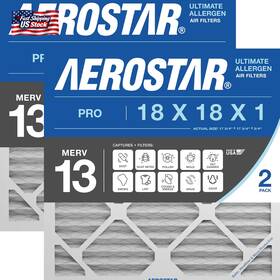 Filtration Group 313053841811 Aerostar 18x18x1 Merv 13 Pleated Air Filter 2 Pack Ac Furnace Filters Hvac Fi