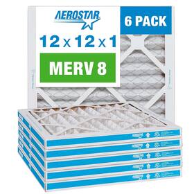 Filtration Group Environmental Air 445022758769 Aerostar 12x12x1 Merv 8 - 6 Count High Efficiency Pleated Hvac Furnace And