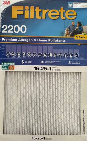 Filtrete 038675153349 Mpr 2200 16 X 25 1 Elite Allergen Reduction Hvac Filter 3 Pack