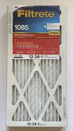 1085 Filtrete 051111542194 3m Allergy Defense Extra 12x24x1 - 2 Pack Air Filters New Sealed
