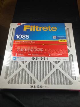 1085 Filtrete 051125004596 19.5x19.5x1 Allergen Defense Extra 2 Pack