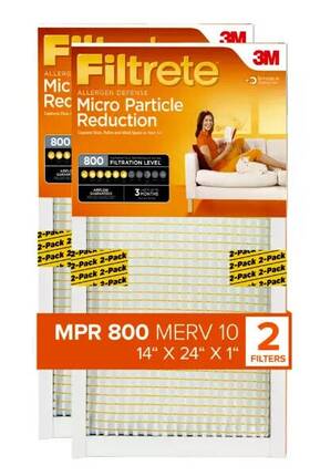 Filtrete 051131997264 2pk Micro Particle Reduction Hvac Furnace Air Filter 14 Inch X24 X1 -shelf