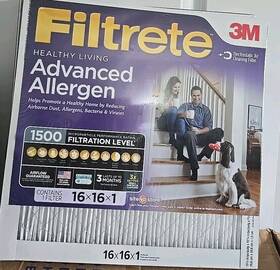 Filtrete 051141399645 Advanced Allergen Virus And Bacteria Reduction Air Filter 16x16x1