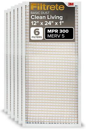 Filtrete 051141951270 3m 12x20x1 Air Filter Merv 5 Hvac Ac Furnace Replacement -6 Pack