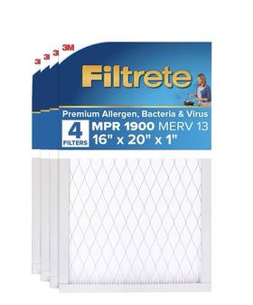 1900 Filtrete 068060286925 3m 16x20x1 Merv 13 Mpr Allergen Bacteria Virus Filter 4 Pack
