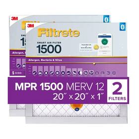 Filtrete 068060469267 20x20x1 Smart Air Filter Mpr 1500 Merv 12 1-inch Allergen Bacteria And Vir